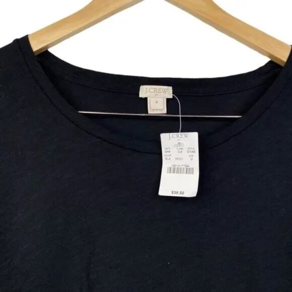 NWT J. CREW WOMEN'S BLACK SHORT SLEEVE LACE SCALLOPED HEM TOP MEDIUM - Picture 4 of 4